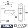 Bristan Blitz Cloakroom Basin Mixer Tap Dimensions
